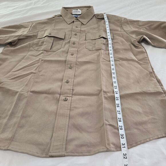 Blauer Long Sleeve Tactical Shirt Mens ZIP FRONT Size 18 32-33 Silver Tan Khaki - Picture 9 of 9